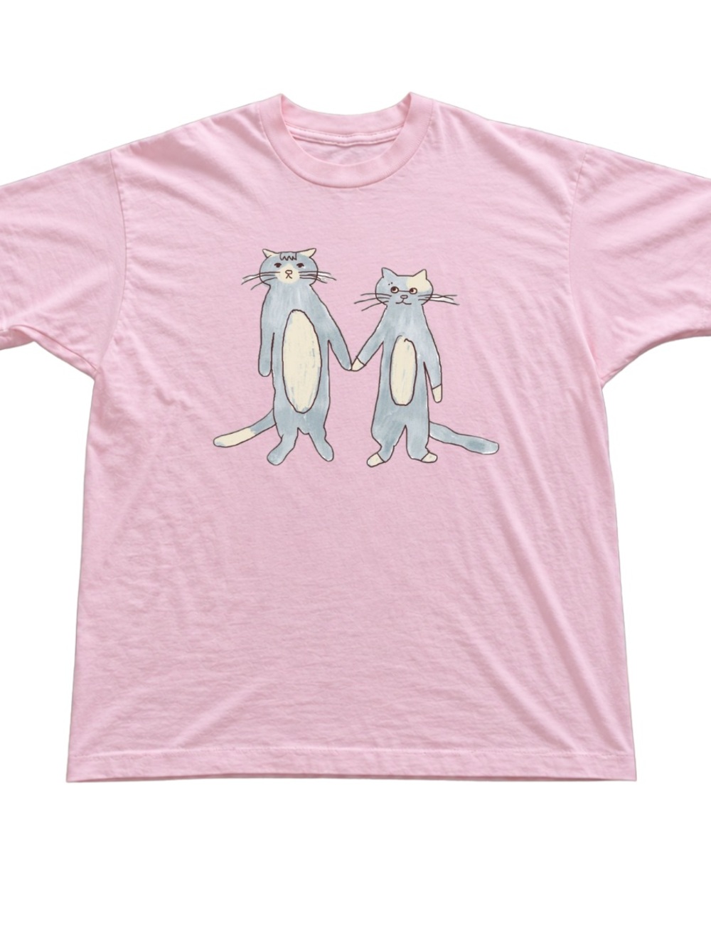 Light Pink Tee with Holding Cats Graphic